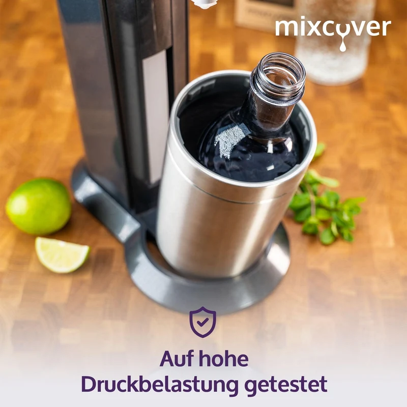 B-Ware: Glasflasche kompatibel mit SodaStream Crystal 2.0 mit 10% mehr Volumen Dark Grey