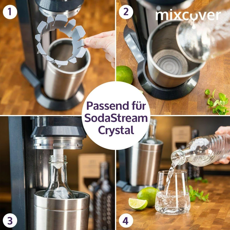 B-Ware: Glasflasche kompatibel mit SodaStream Crystal 2.0 mit 10% mehr Volumen Transparent