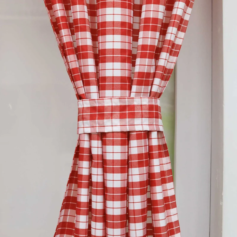 Scheibengardinen im Landhausstil mit karomuster 2er Set