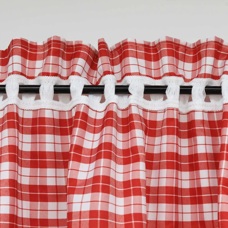 Scheibengardinen im Landhausstil mit karomuster 2er Set