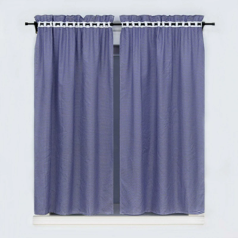 Scheibengardinen im Landhausstil mit karomuster 2er Set