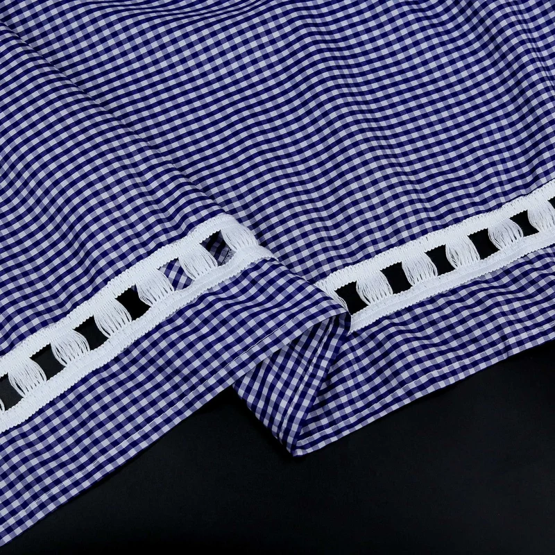 Scheibengardinen im Landhausstil mit karomuster 2er Set