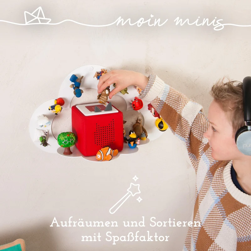 B-Ware: moin minis Wolke Weiß magnetisches Regal kompatibel mit 25 Tonie Figuren und Tonie Box Wolkenregal für Kinder Hörfiguren Magnetregal