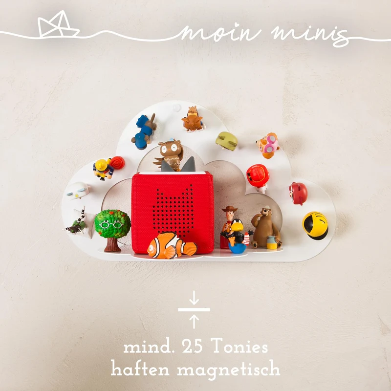 B-Ware: moin minis Wolke Weiß magnetisches Regal kompatibel mit 25 Tonie Figuren und Tonie Box Wolkenregal für Kinder Hörfiguren Magnetregal