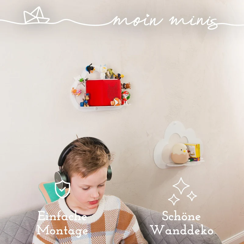 B-Ware: moin minis Wolke Weiß magnetisches Regal kompatibel mit 25 Tonie Figuren und Tonie Box Wolkenregal für Kinder Hörfiguren Magnetregal