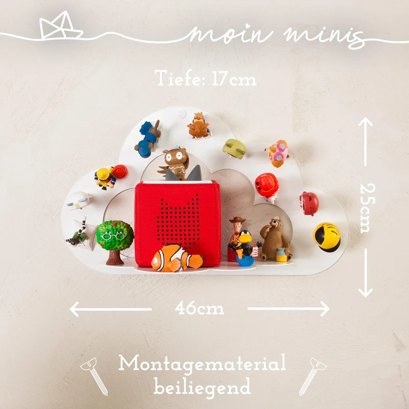 B-Ware: moin minis Wolke Weiß magnetisches Regal kompatibel mit 25 Tonie Figuren und Tonie Box Wolkenregal für Kinder Hörfiguren Magnetregal