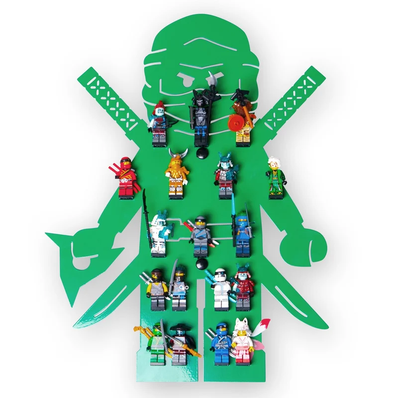 B-Ware: moin minis Ninja Grün Kinderzimmer Regal für 18 Minifiguren Klemmbausteinen