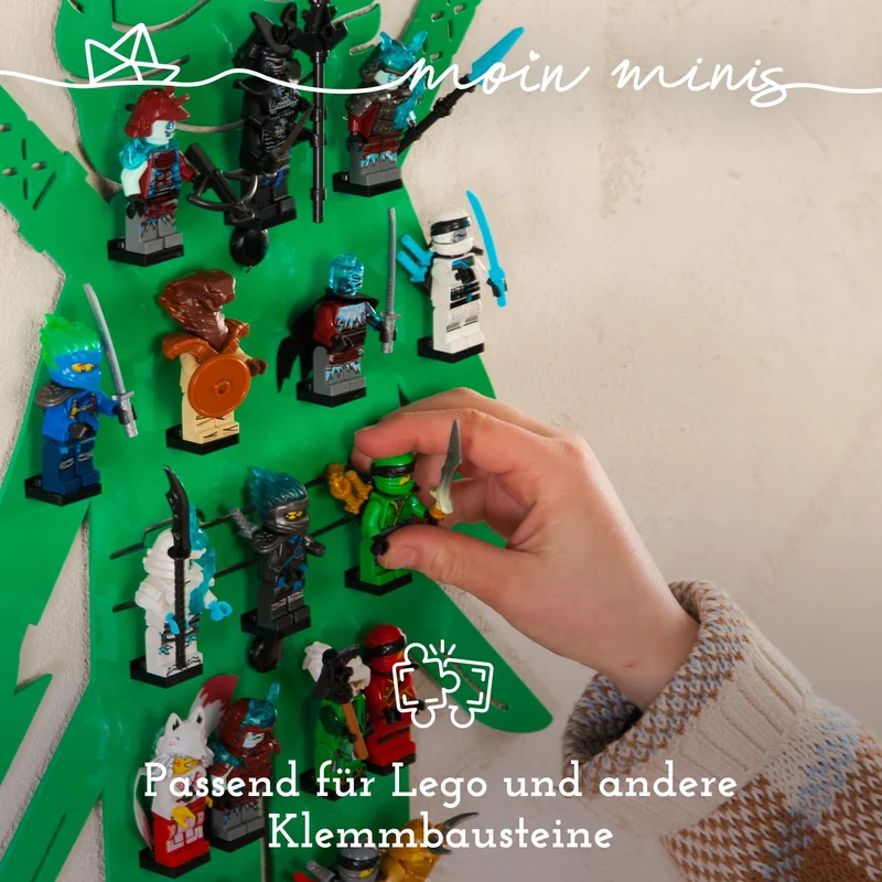 B-Ware: moin minis Ninja Grün Kinderzimmer Regal für 18 Minifiguren Klemmbausteinen
