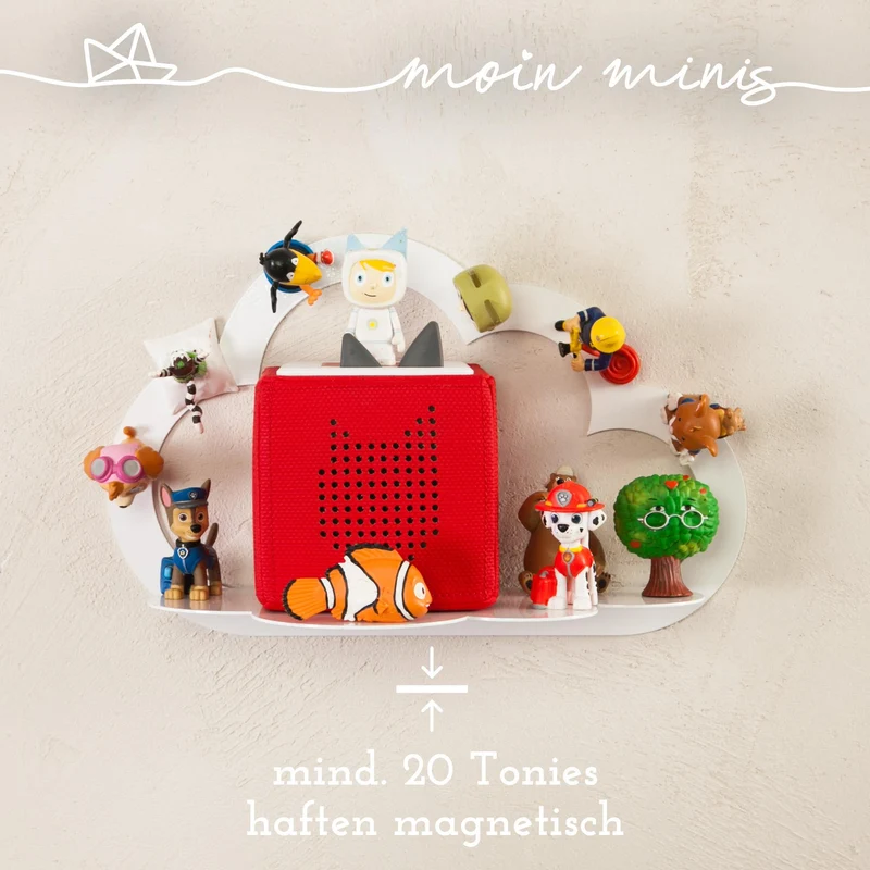 B-Ware: moin minis Wolke Weiß magnetisches Regal kompatibel mit 20 Tonie Figuren und Tonie Box Wolkenregal für Kinder Hörfiguren Magnetregal