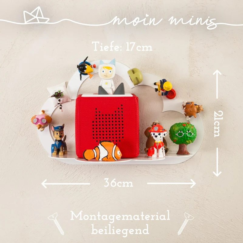 B-Ware: moin minis Wolke Weiß magnetisches Regal kompatibel mit 20 Tonie Figuren und Tonie Box Wolkenregal für Kinder Hörfiguren Magnetregal