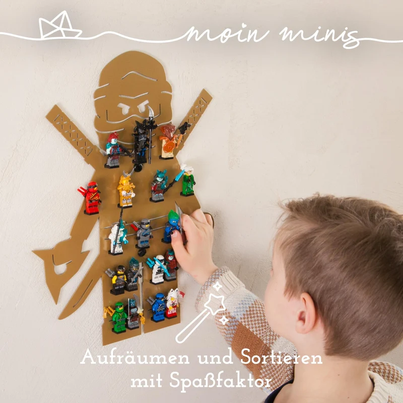 B-Ware: moin minis Ninja Gold Kinderzimmer Regal für 18 Minifiguren Klemmbausteinen
