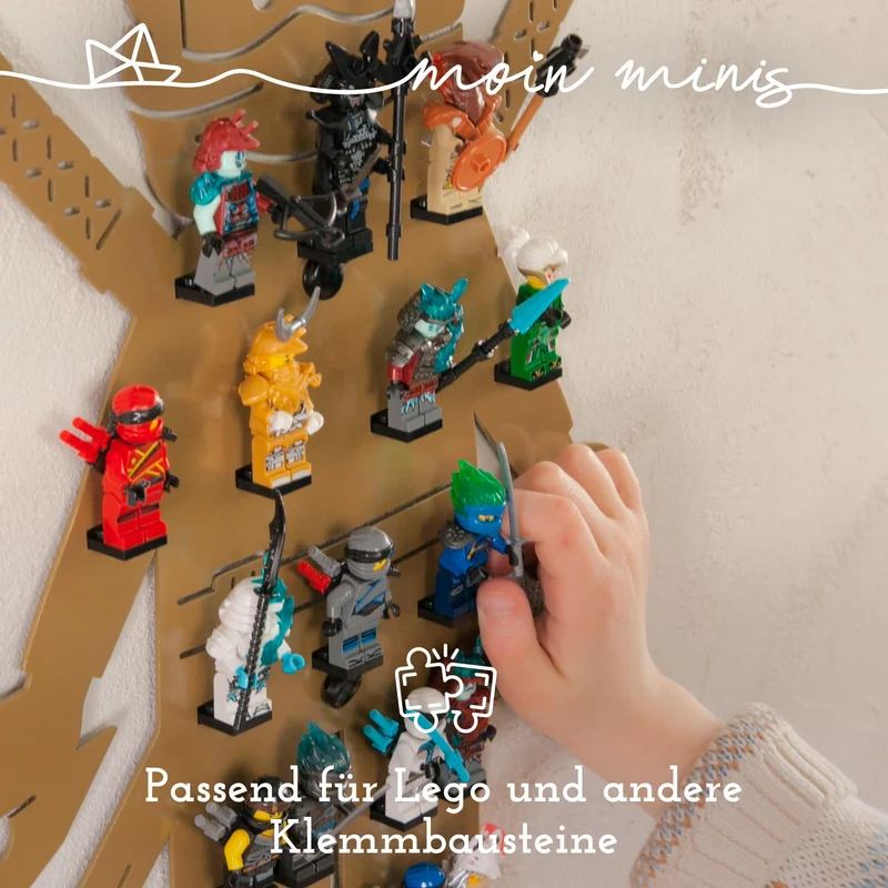 B-Ware: moin minis Ninja Gold Kinderzimmer Regal für 18 Minifiguren Klemmbausteinen