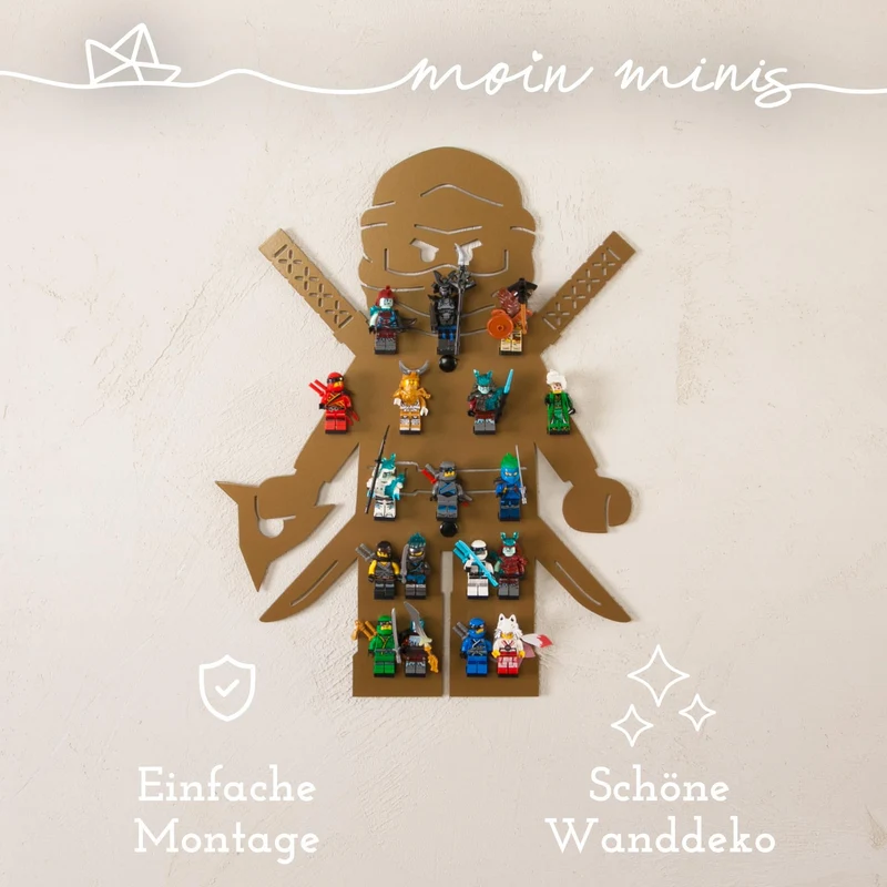 B-Ware: moin minis Ninja Gold Kinderzimmer Regal für 18 Minifiguren Klemmbausteinen