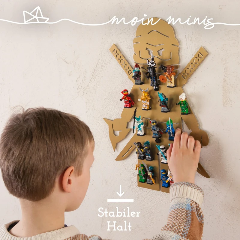 B-Ware: moin minis Ninja Gold Kinderzimmer Regal für 18 Minifiguren Klemmbausteinen