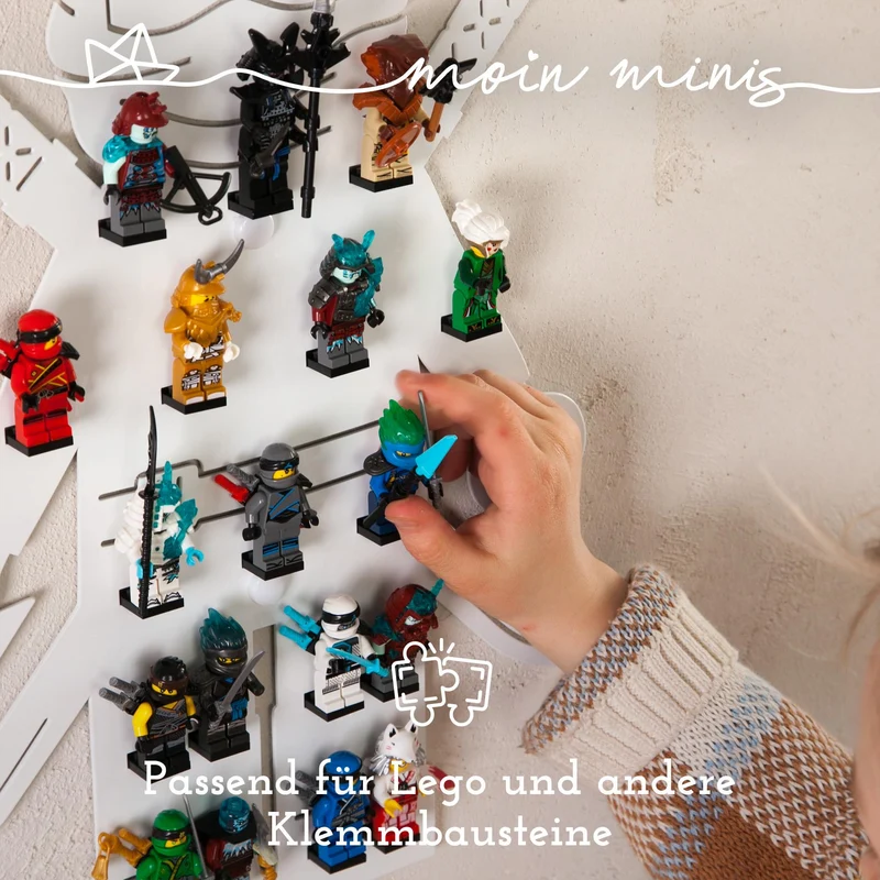 B-Ware: moin minis Ninja Weiß Kinderzimmer Regal für 18 Minifiguren Klemmbausteinen