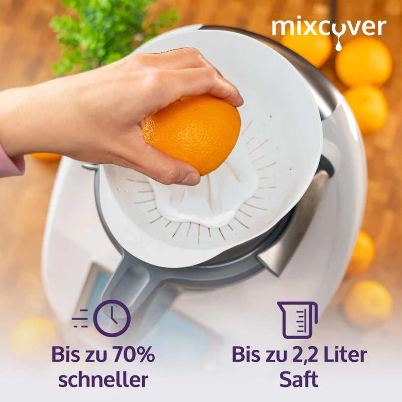 mixcover Saftpresse Sonderedition WEIß Orangenpresse Zitruspresse kompatibel mit Vorwerk Thermomix TM6 und TM5