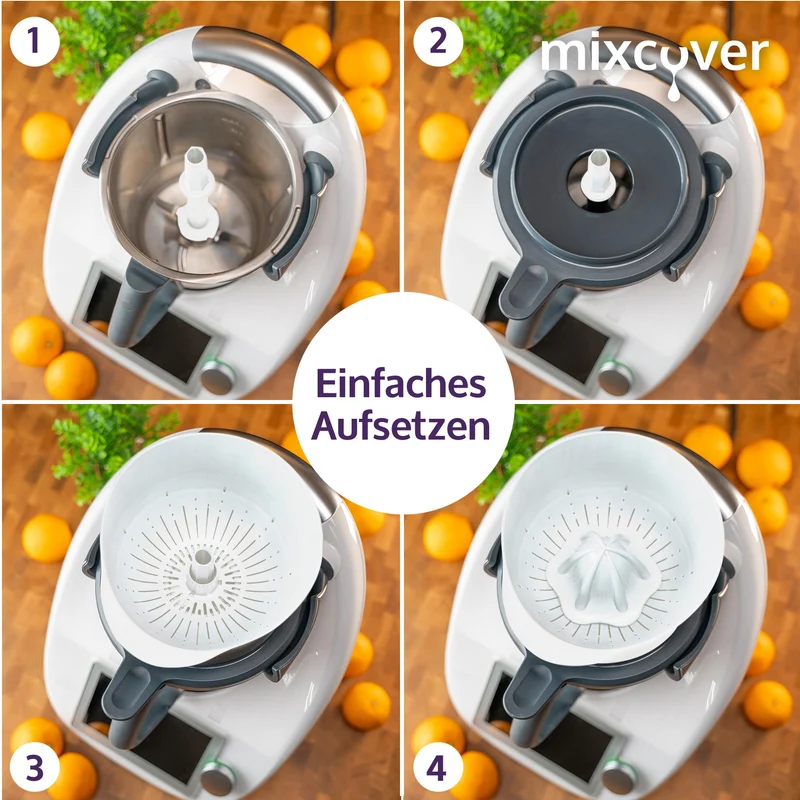 mixcover Saftpresse Sonderedition WEIß Orangenpresse Zitruspresse kompatibel mit Vorwerk Thermomix TM6 und TM5