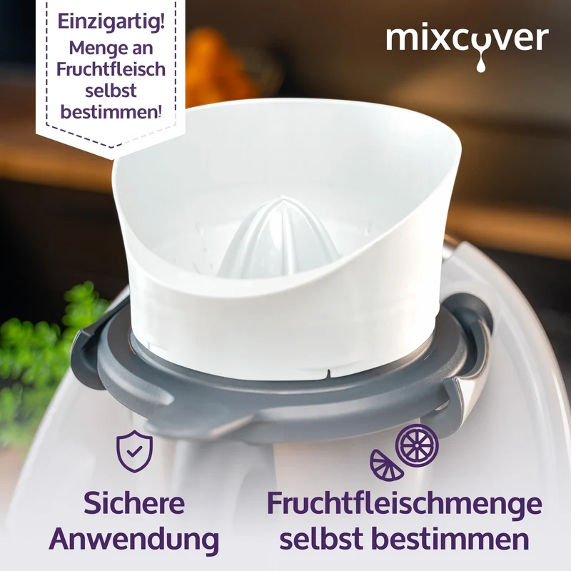 mixcover Saftpresse Sonderedition WEIß Orangenpresse Zitruspresse kompatibel mit Vorwerk Thermomix TM6 und TM5