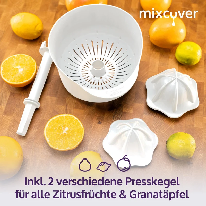 mixcover Saftpresse Sonderedition WEIß Orangenpresse Zitruspresse kompatibel mit Vorwerk Thermomix TM6 und TM5