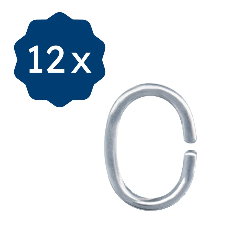 Duschvorhang-Ringe Silberfarben Set 12-teilig
