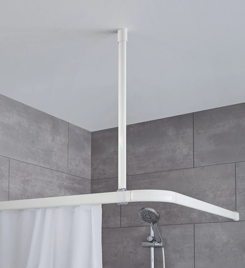 Deckenhalter für Duschvorhang-Schienensystem Weiß 60 cm kürzbar