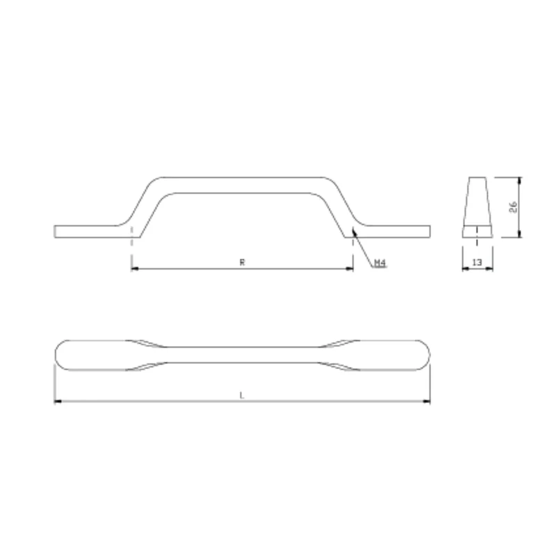 Möbelgriff 160mm U098 - Gebürsteter Stahl
