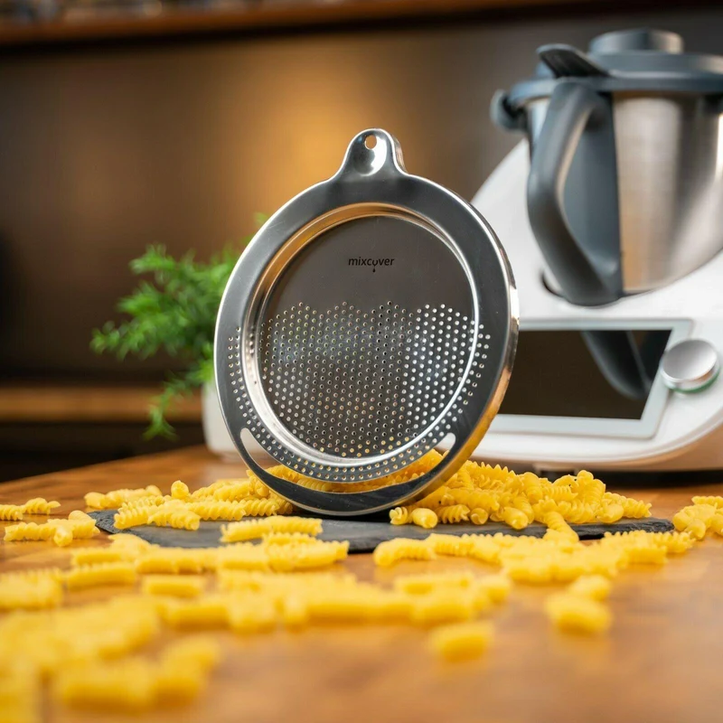 B-Ware: mixcover Edelstahl Sieb Abgieß-Hilfe Thermomix TM6 und TM5, Nudeln uvm. abgießen