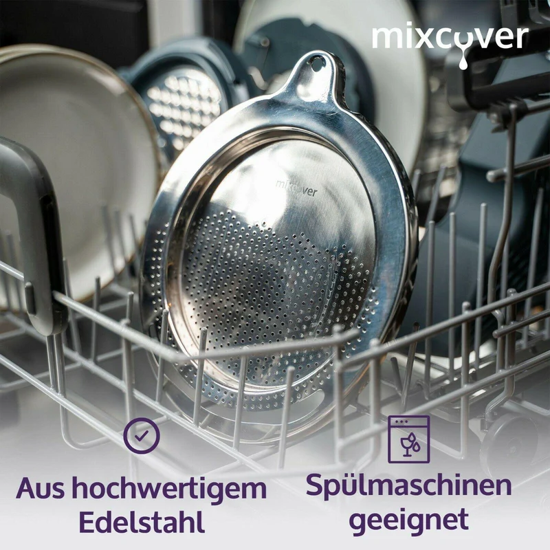 B-Ware: mixcover Edelstahl Sieb Abgieß-Hilfe Thermomix TM6 und TM5, Nudeln uvm. abgießen