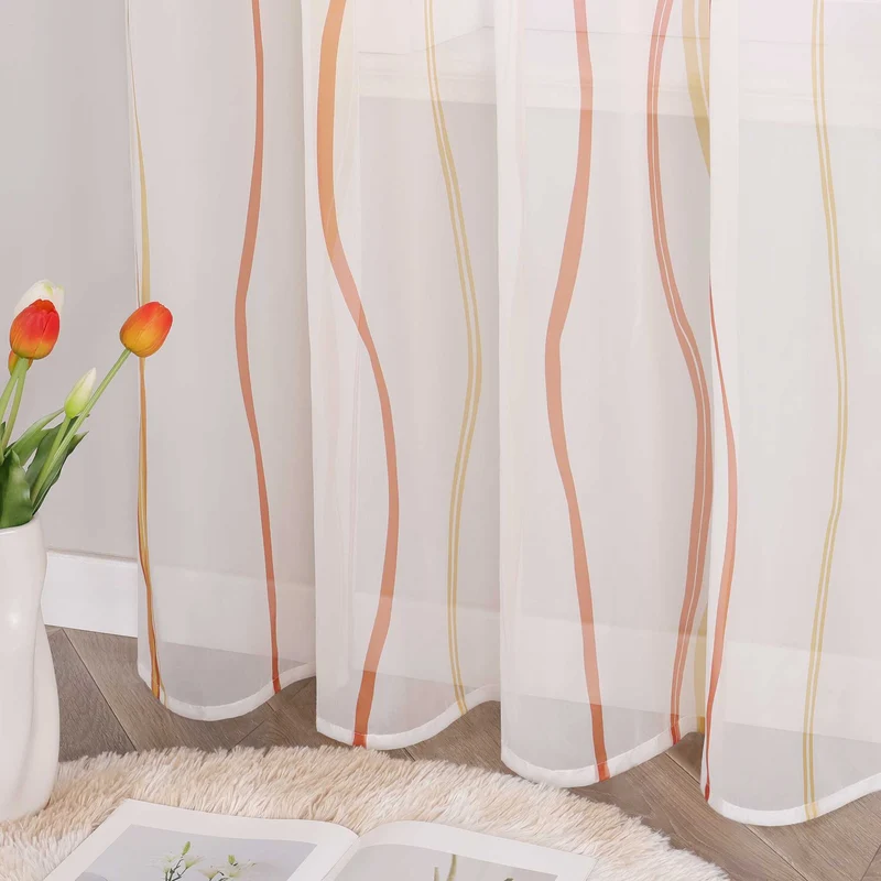 Gardine mit Kräuselband – buntes Wellenmuster 1 Stück