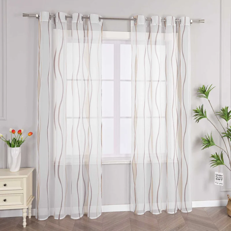 Gardine Ösenschal mit bunten Wellenmustern 1 stück