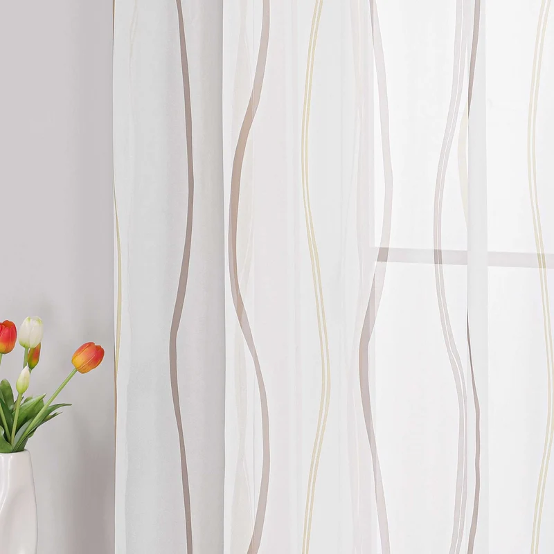 Gardine Ösenschal mit bunten Wellenmustern 1 stück