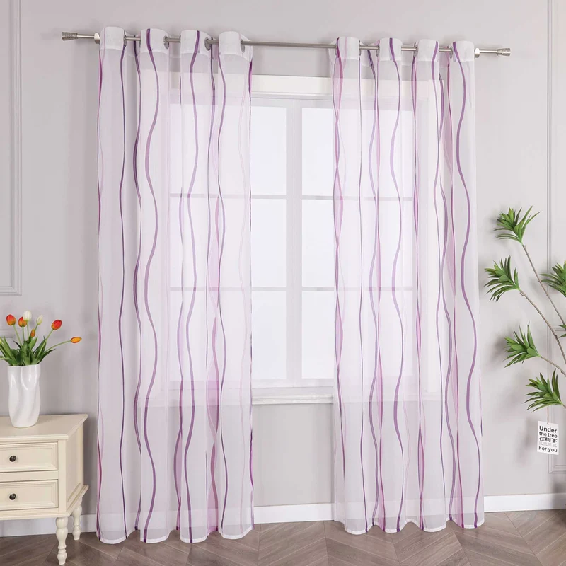 Gardine Ösenschal mit bunten Wellenmustern 1 stück