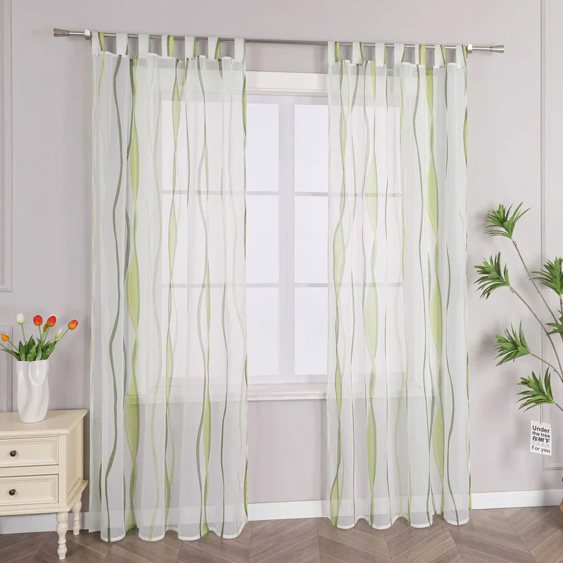 Gardine mit bunten Wellenmustern tranparent 1 stück