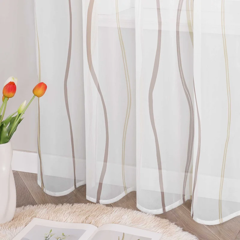 Gardine mit bunten Wellenmustern tranparent 1 stück