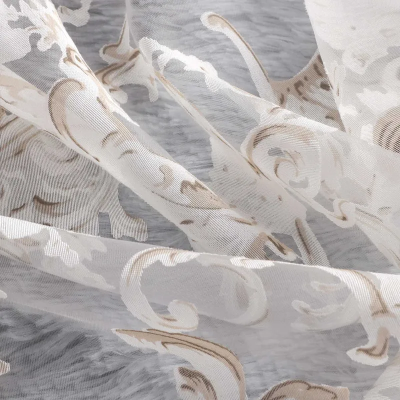 Elegante Gardine mit Phönixblütenmuster - Transparenter Voile Ösenschal