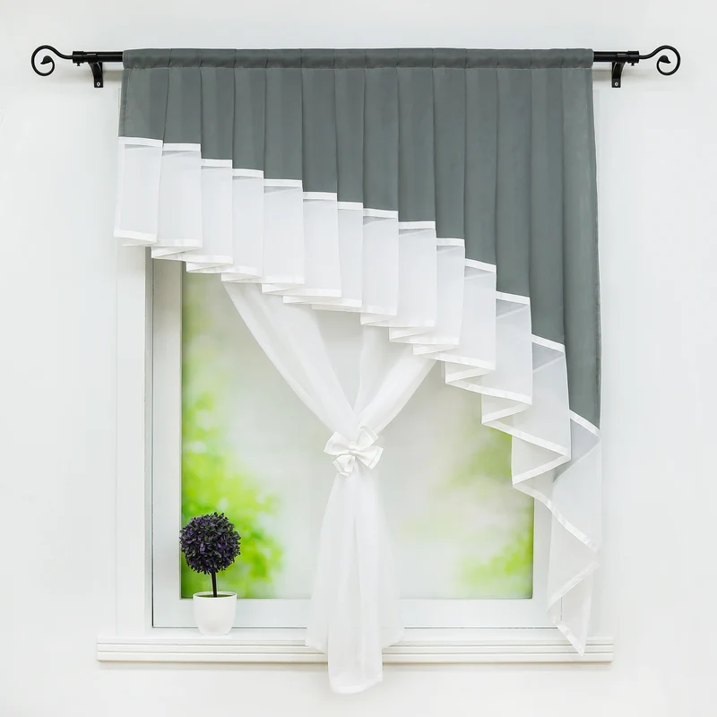 Romantischer Vorhang mit Volant 2-in-1 Design
