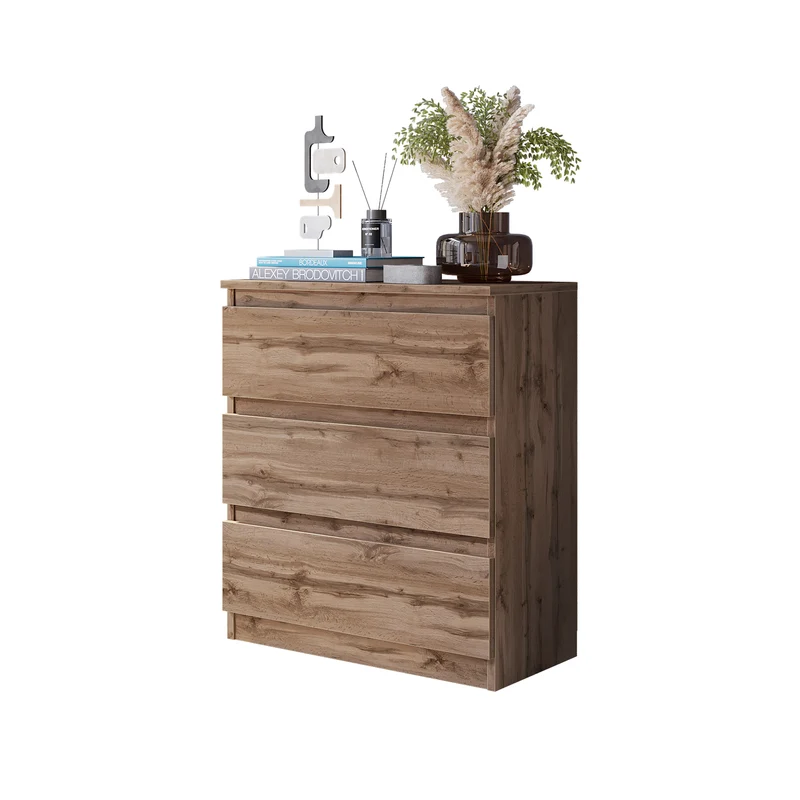 GABRIEL - Kommode / Sideboard mit 3 Schubladen - Wotan Eiche H72cm B60cm T33cm