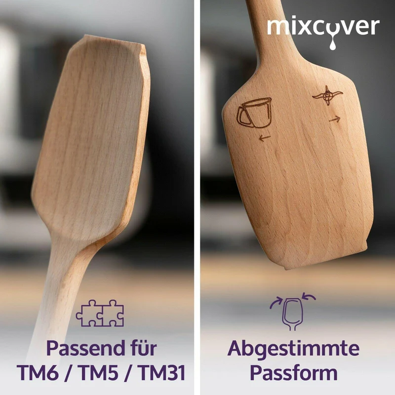 B-Ware: Holz-Spatel für Thermomix TM6,TM5,TM31 Drehkellenspatel Teigschaber