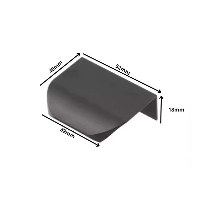 Griffleiste Kantengriff Rund 32mm (52mm Gesamtlänge) - Schwarz Matt