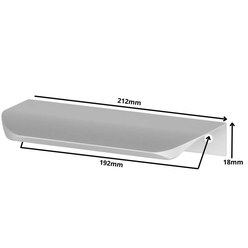 Griffleiste Kantengriff Rund 192mm (212mm Gesamtlänge) - Aluminium