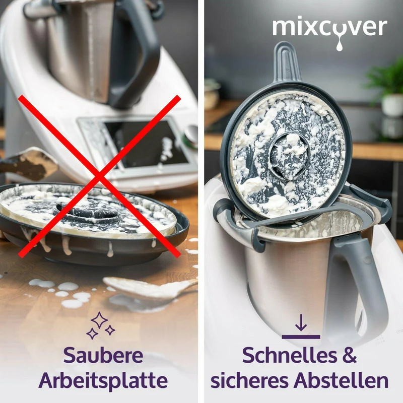B-Ware: mixcover Deckelhalter und Abstreifhilfe kompatibel mit Vorwerk Thermomix TM6 TM5 TM31