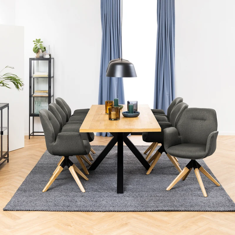 Esstisch 220x76 cm im Industrial-Stil | Oryss Oak