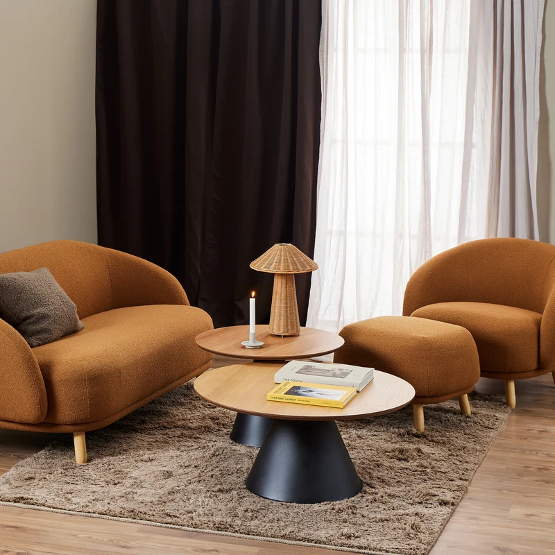 Runder Couchtisch mit einem Durchmesser von 85 cm im Soft-Loft-Stil | Talin