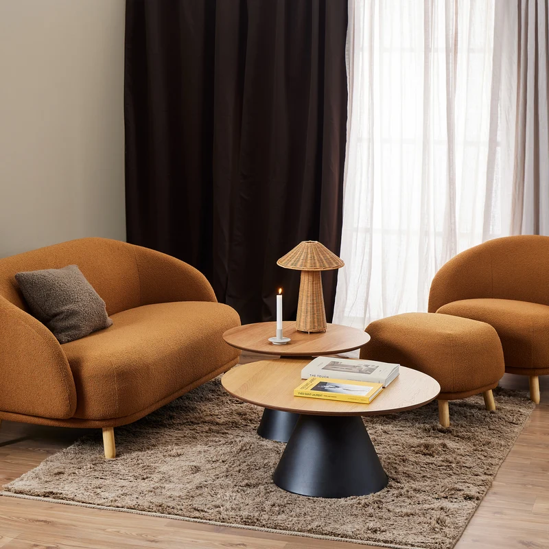Runder Couchtisch mit einem Durchmesser von 65 cm im Soft-Loft-Stil | Talin