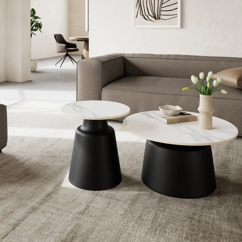Runder Couchtisch mit einem Durchmesser von 45 cm im modernen Stil | Fumor