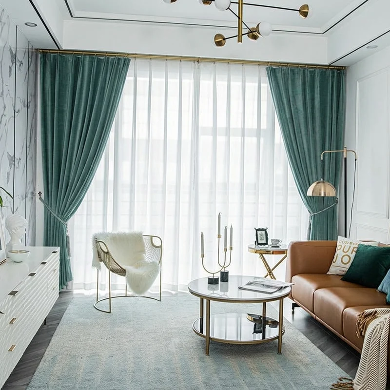 Rideau Occultant Velours Vert Céladon Chambre