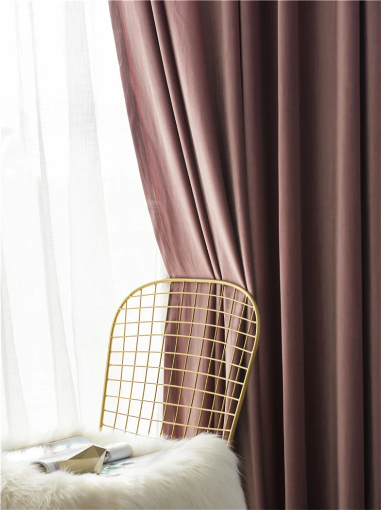 Rideau Occultant Velours Rose Blush Chambre