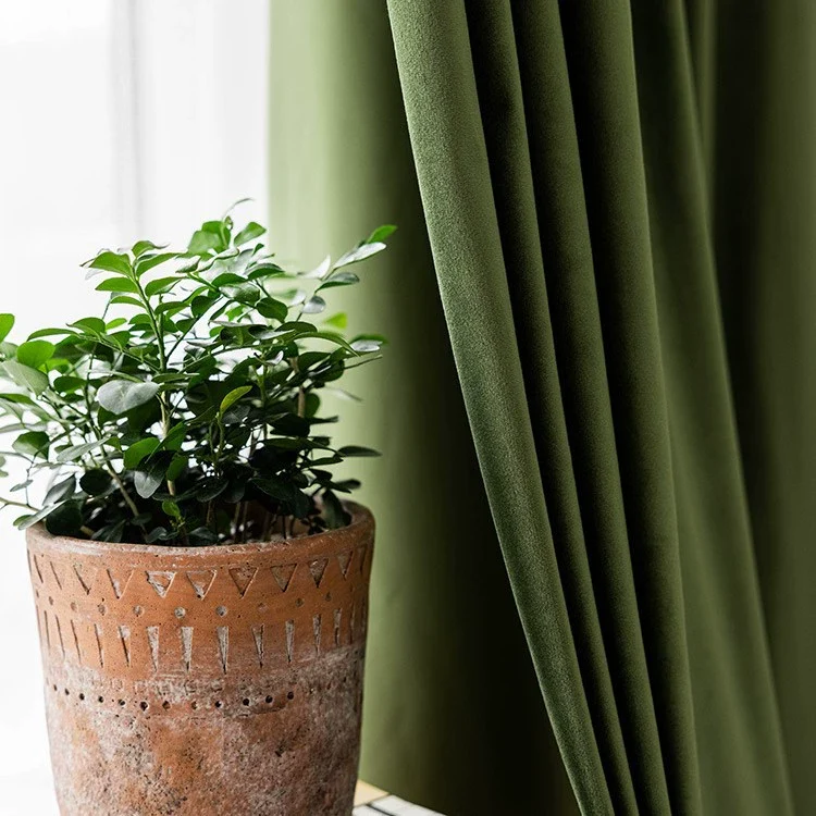 Rideau Occultant Velours Vert Jade Salon