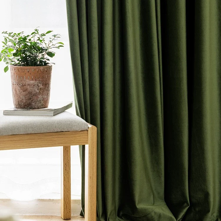 Rideau Occultant Velours Vert Jade Salon