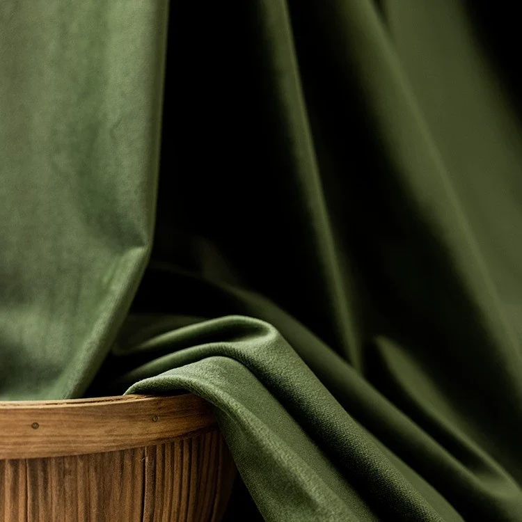 Rideau Occultant Velours Vert Jade Salon